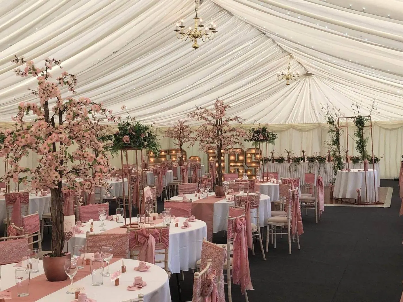 Wedding marquee interior Northamptonshire