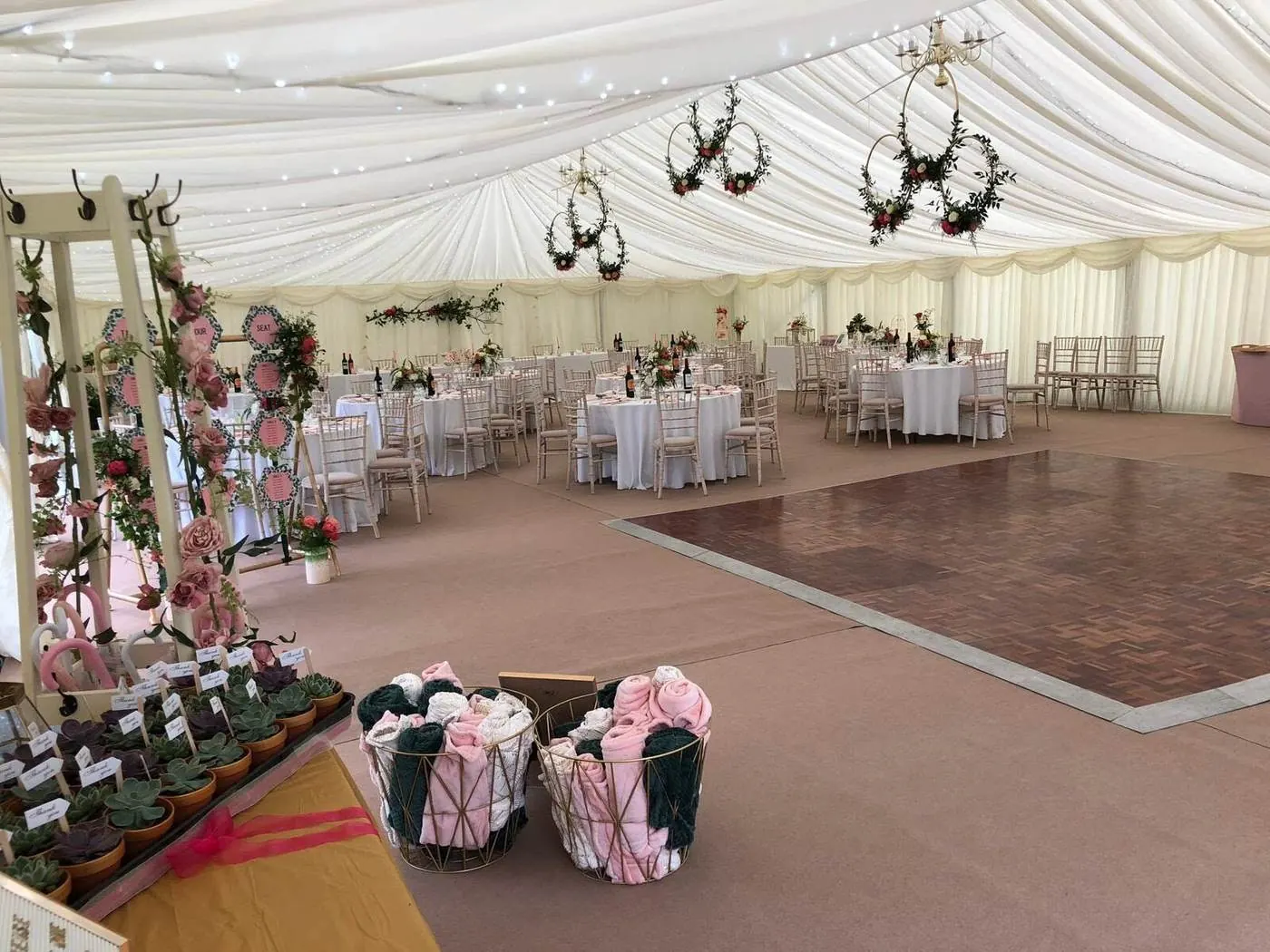 Tables and chairs set up for an event, Northamptonshire